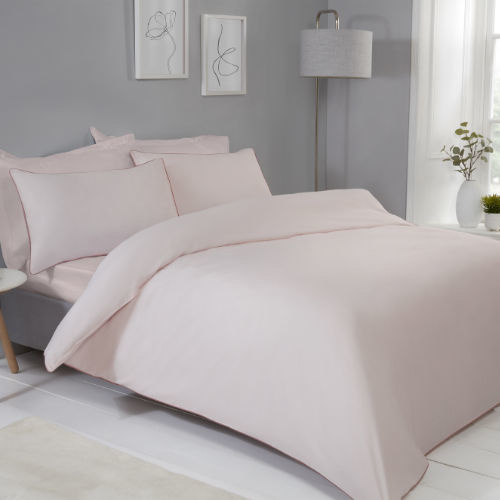 Dekbedovertrek Contrast piping blush roze - blended katoen