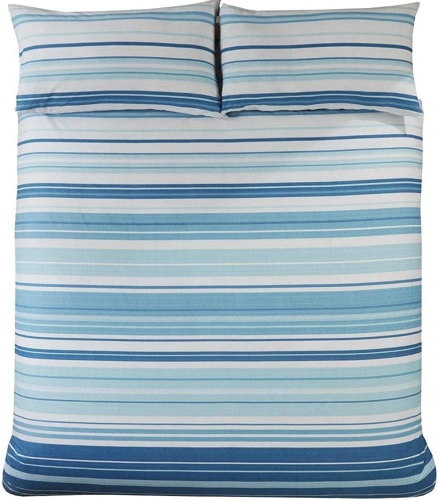 Dekbedovertrek Staford stripe blauw - blended katoen