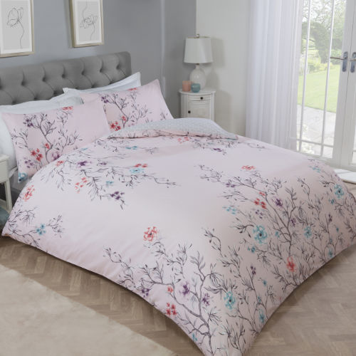 Sleepdown dekbedovertrek Oriental floral blush pink - blended katoen