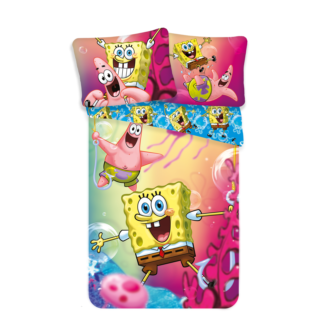 Dekbedovertrek met SpongeBob en Patrick 140x200 + 70x90 cm