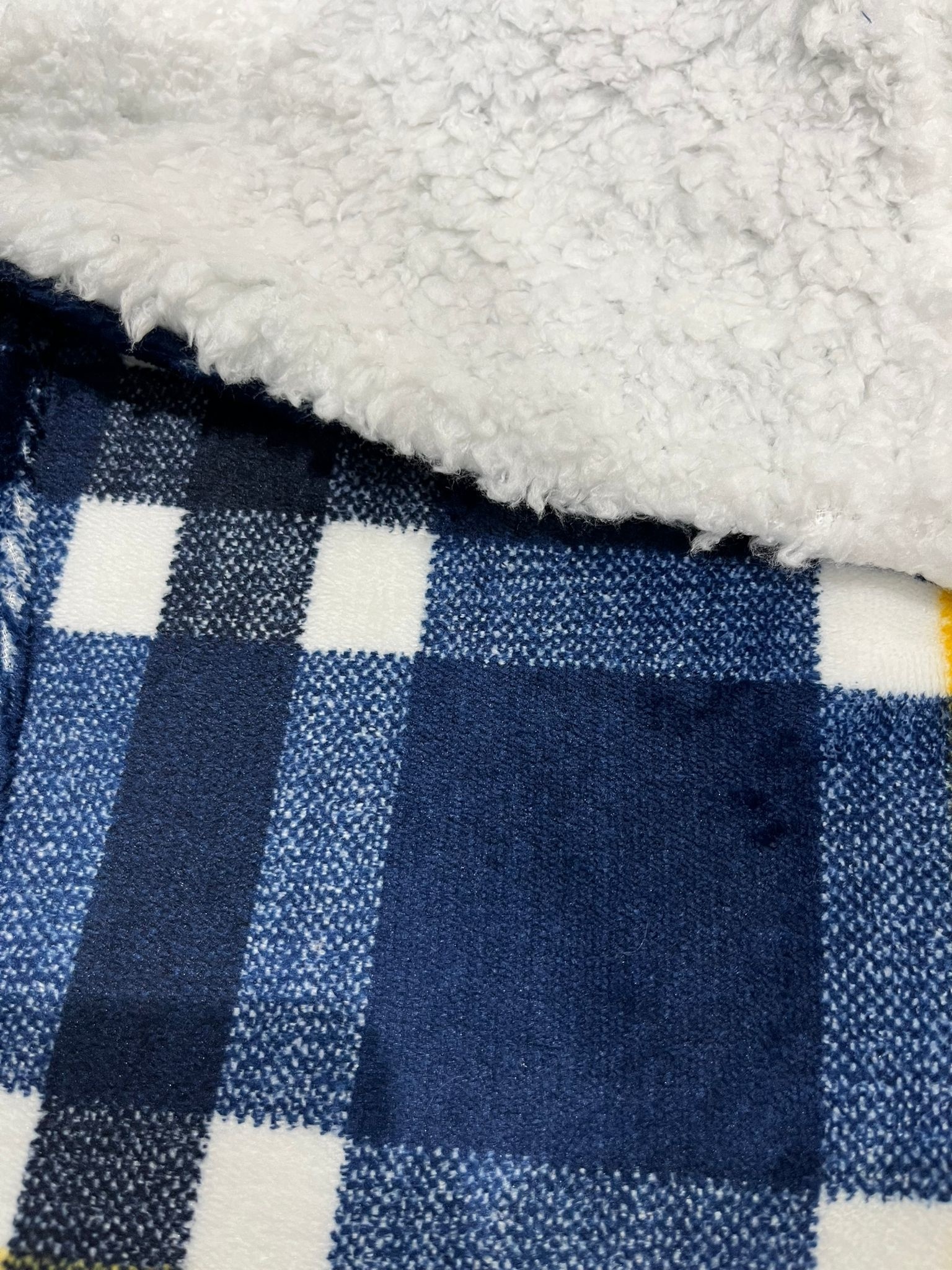 Super zacht teddy fleece dekbedovertrek check - blauw
