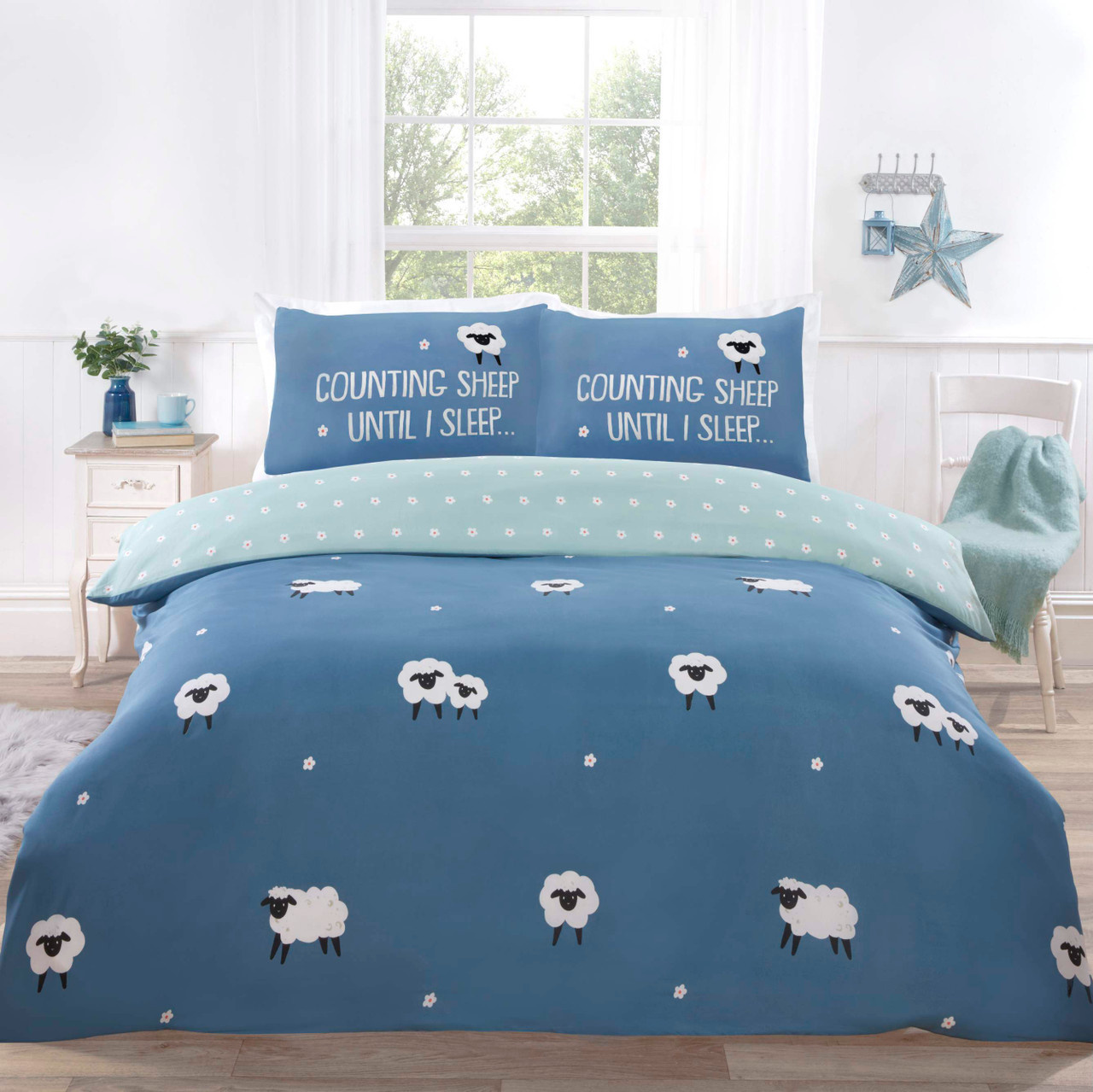 So Soft dekbedovertrek Counting Sheep - blauw - microvezel