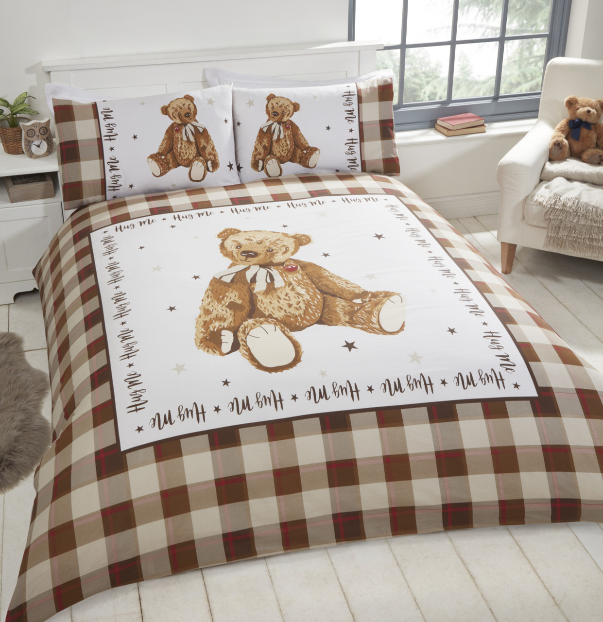 Hug me bear dekbedovertrek natural - 135x200 + 50x75 cm