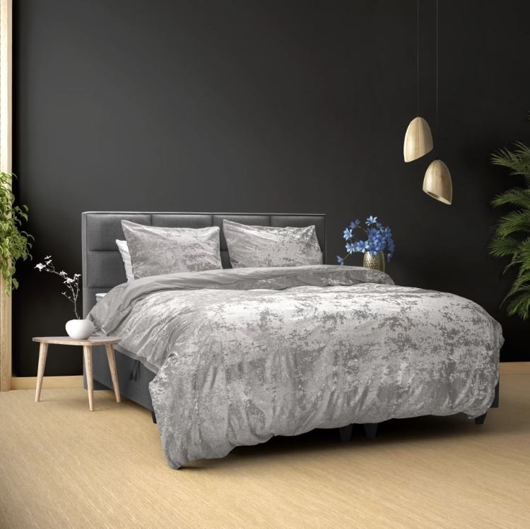 Dreamhouse dekbedovertrek crushed velvet - zilver
