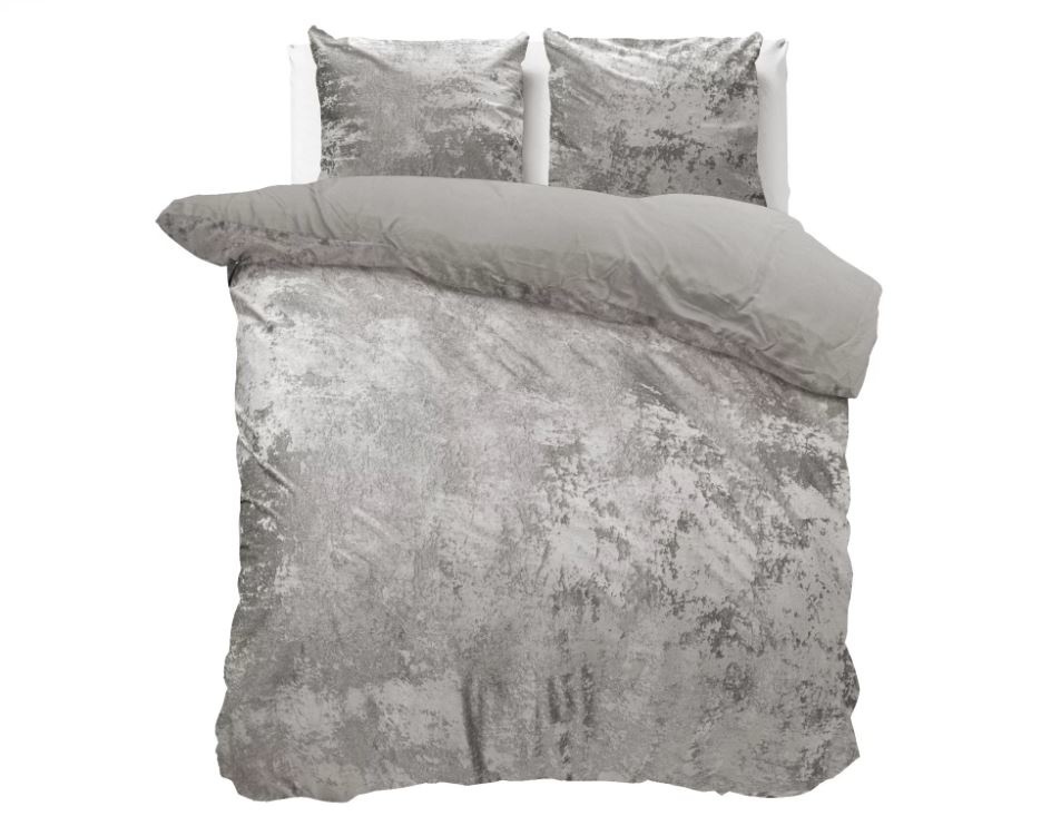 Dekbedovertrek crushed velvet - zilver