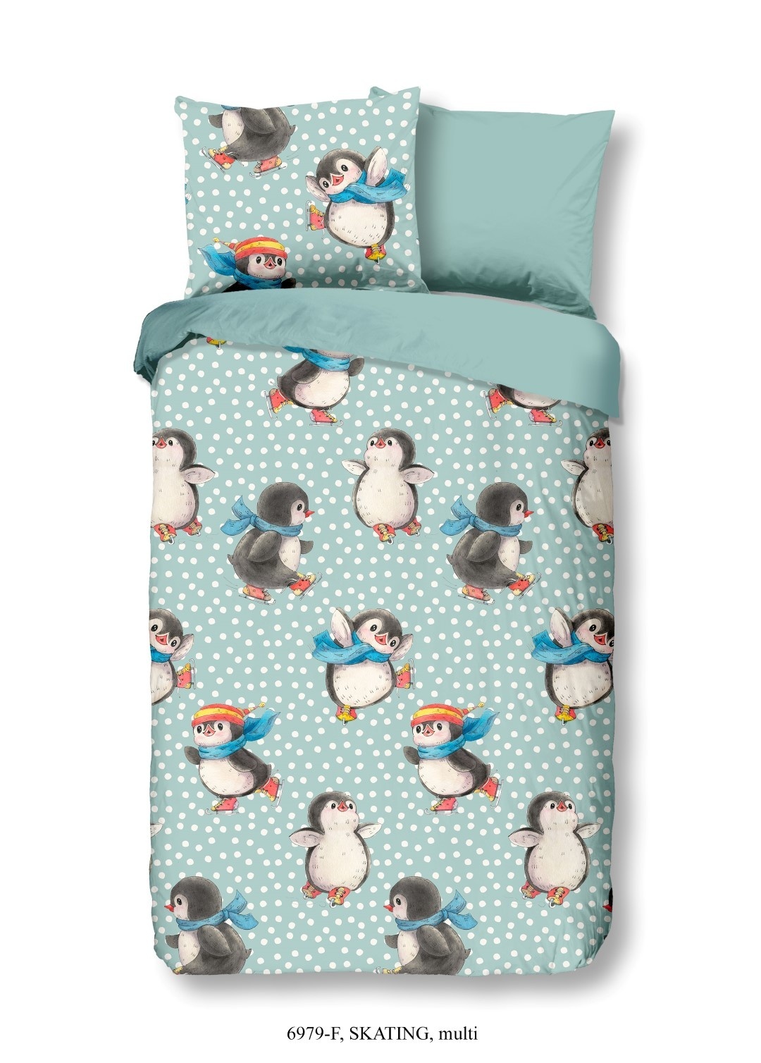 Flanel dekbedovertrek Pinguïns skating - 140x220 + 60x70 cm