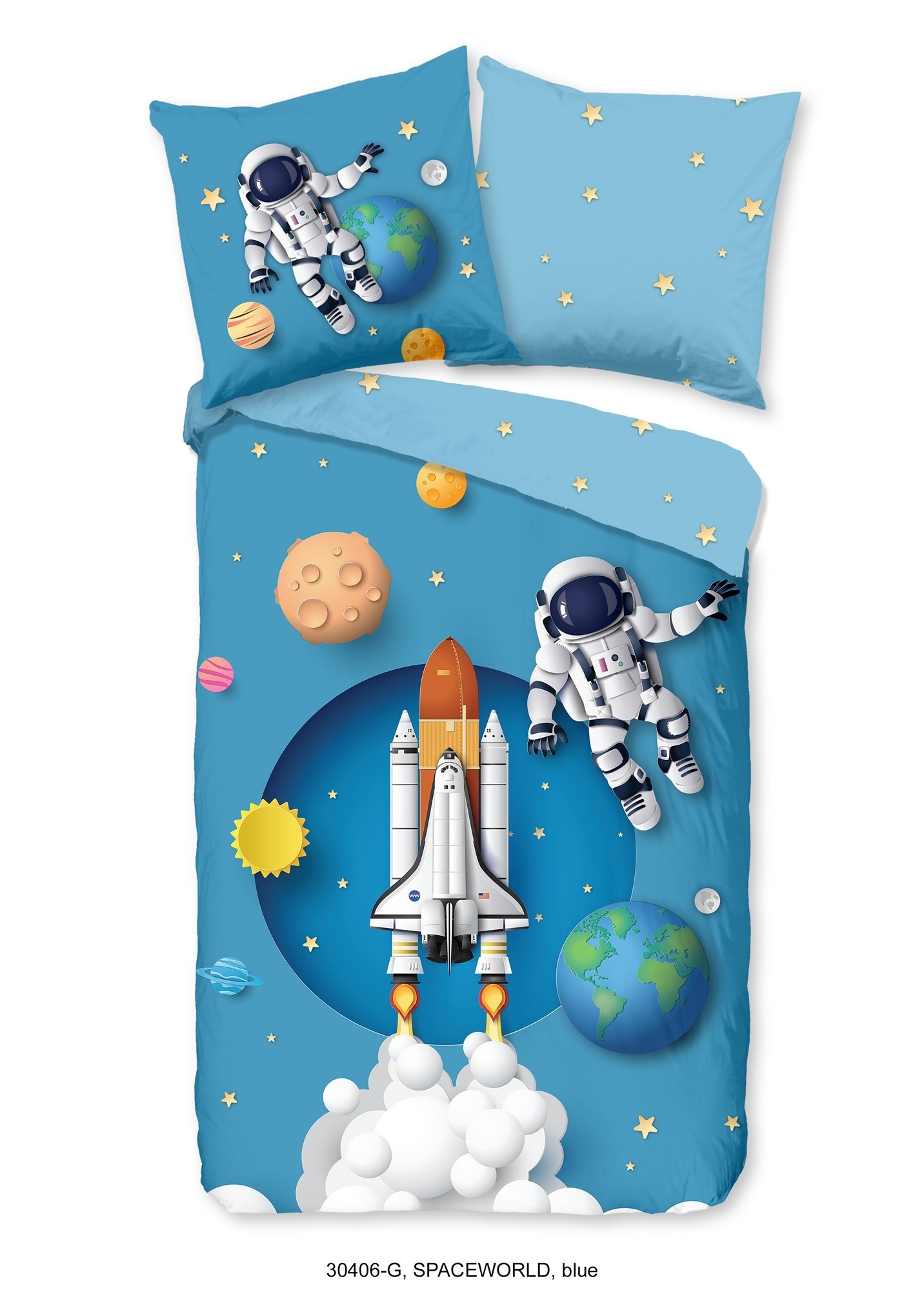 Good morning dekbedovertrek spaceworld - katoen - 140x220 + 60x70 cm