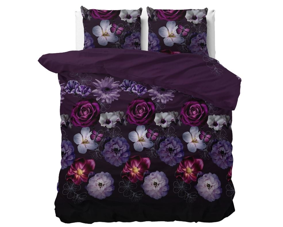 Sleeptime dekbedovertrek Magic Flower - Paars - blended katoen
