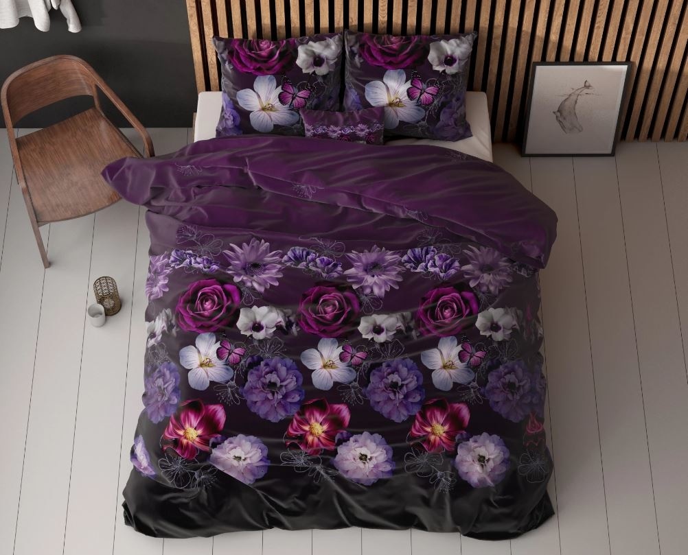 Sleeptime dekbedovertrek Magic Flower - Paars - blended katoen