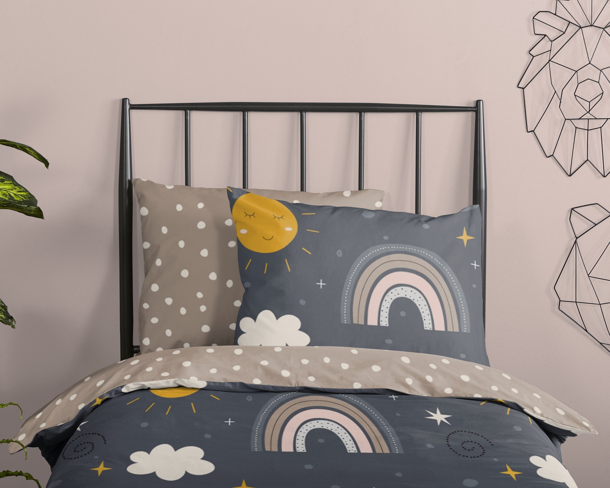 Good Morning dekbedovertrek Space rainbow 140x220 + 60x70 cm