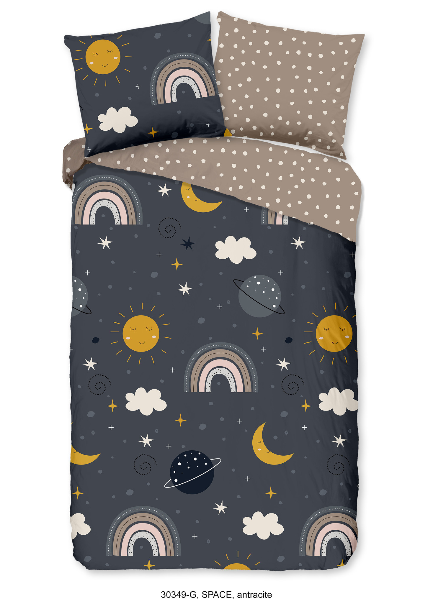 Good Morning dekbedovertrek Space rainbow 140x220 + 60x70 cm
