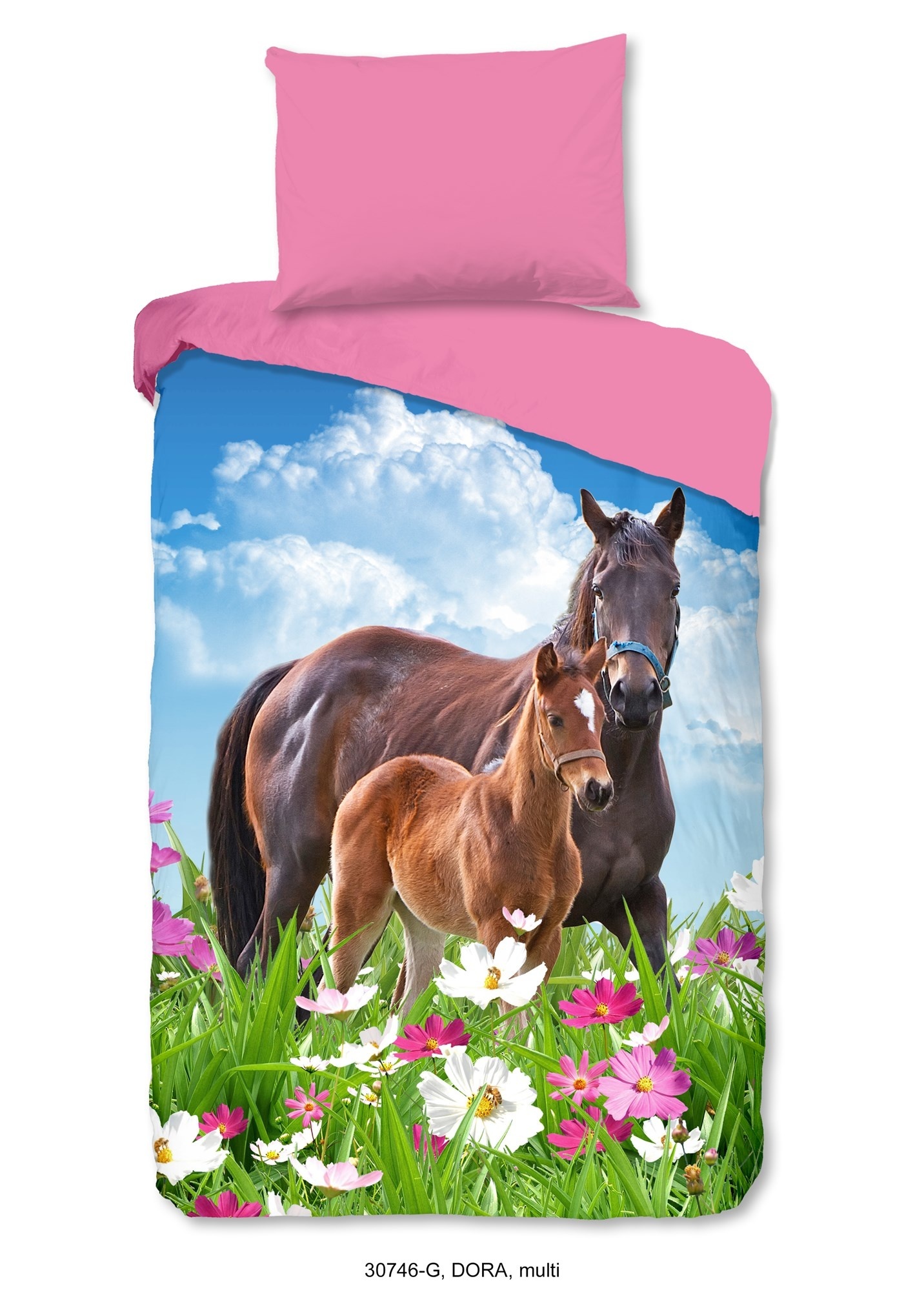 Good morning dekbedovertrek Dora - Paard - katoen - 140x220 + 60x70 cm