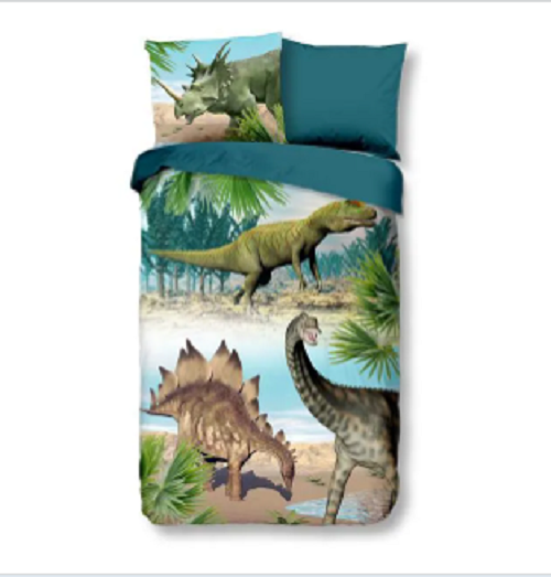 Dekbedovertrek Dino's - katoen - 140x220 + 60x70 cm