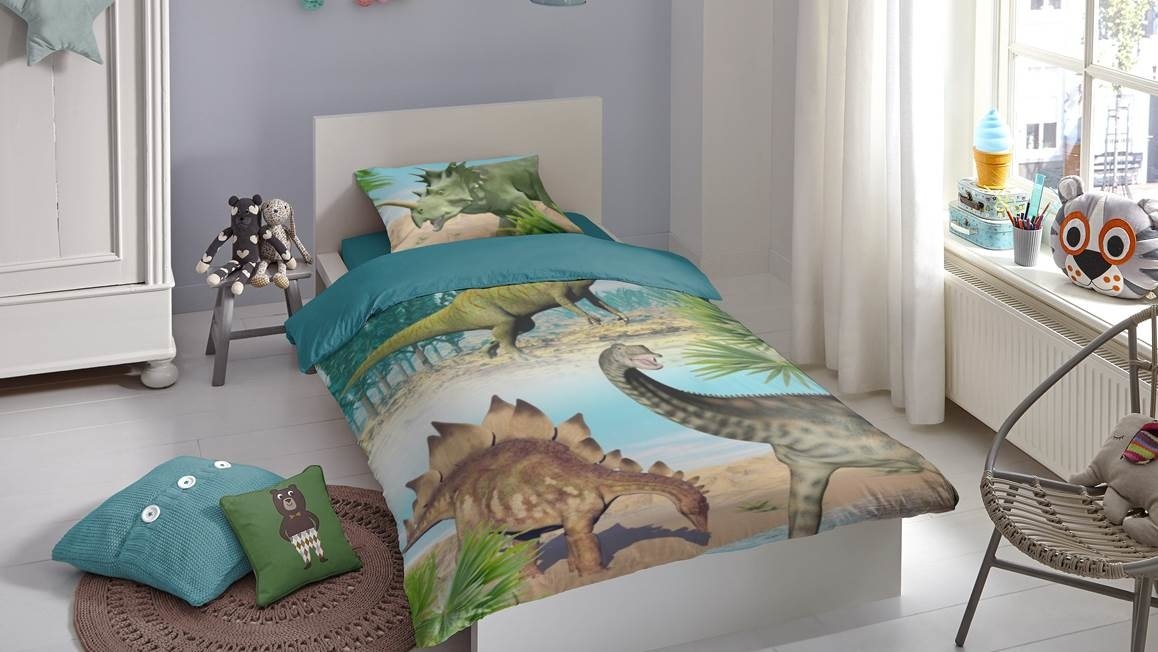 Dekbedovertrek Dino's - katoen - 140x220 + 60x70 cm
