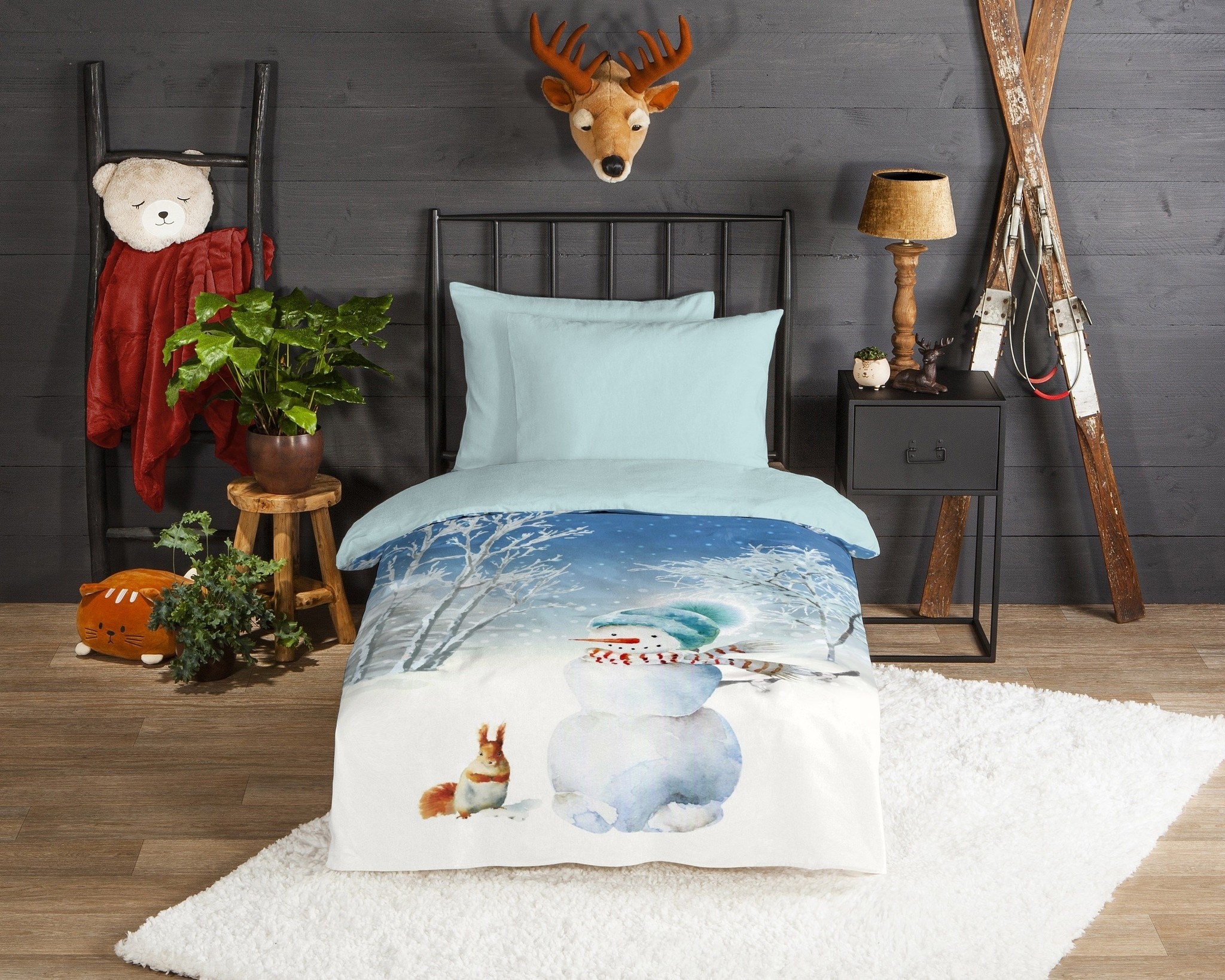 Dekbedovertrek Sneeuwpop - flanel - 140x220 + 60x70 cm