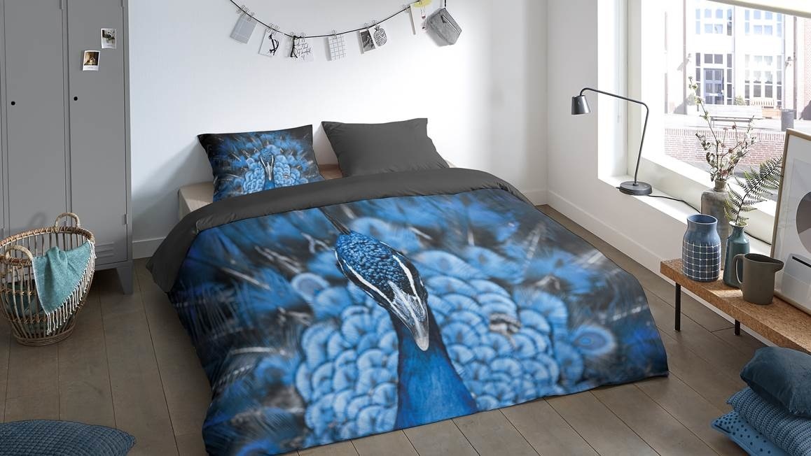 Dekbedovertrek Pauw blauw - microvezel