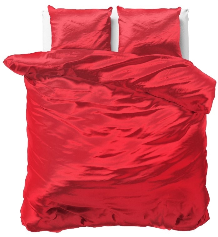 Beauty Skin Care dekbedovertrek - rood - glans satijn