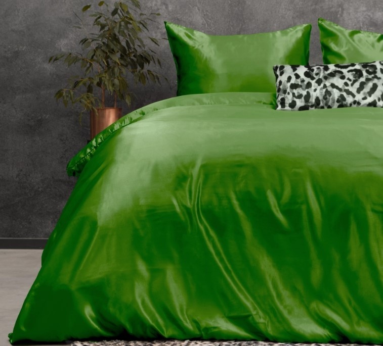 Beauty Skin Care dekbedovertrek - groen - glans satijn