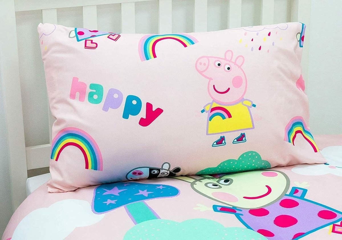 Peppa Pig dekbedovertrek happy - microvezel - 135x200 + 50x75 cm