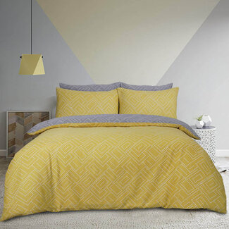 Sleepdown Sleepdown dekbedovertrek Square Dots geo geel