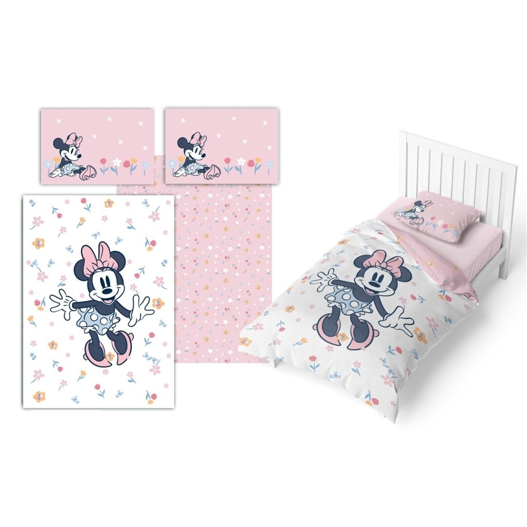 Minnie Mouse dekbedovertrek Flowers - katoen - 140x200 + 65x65 cm