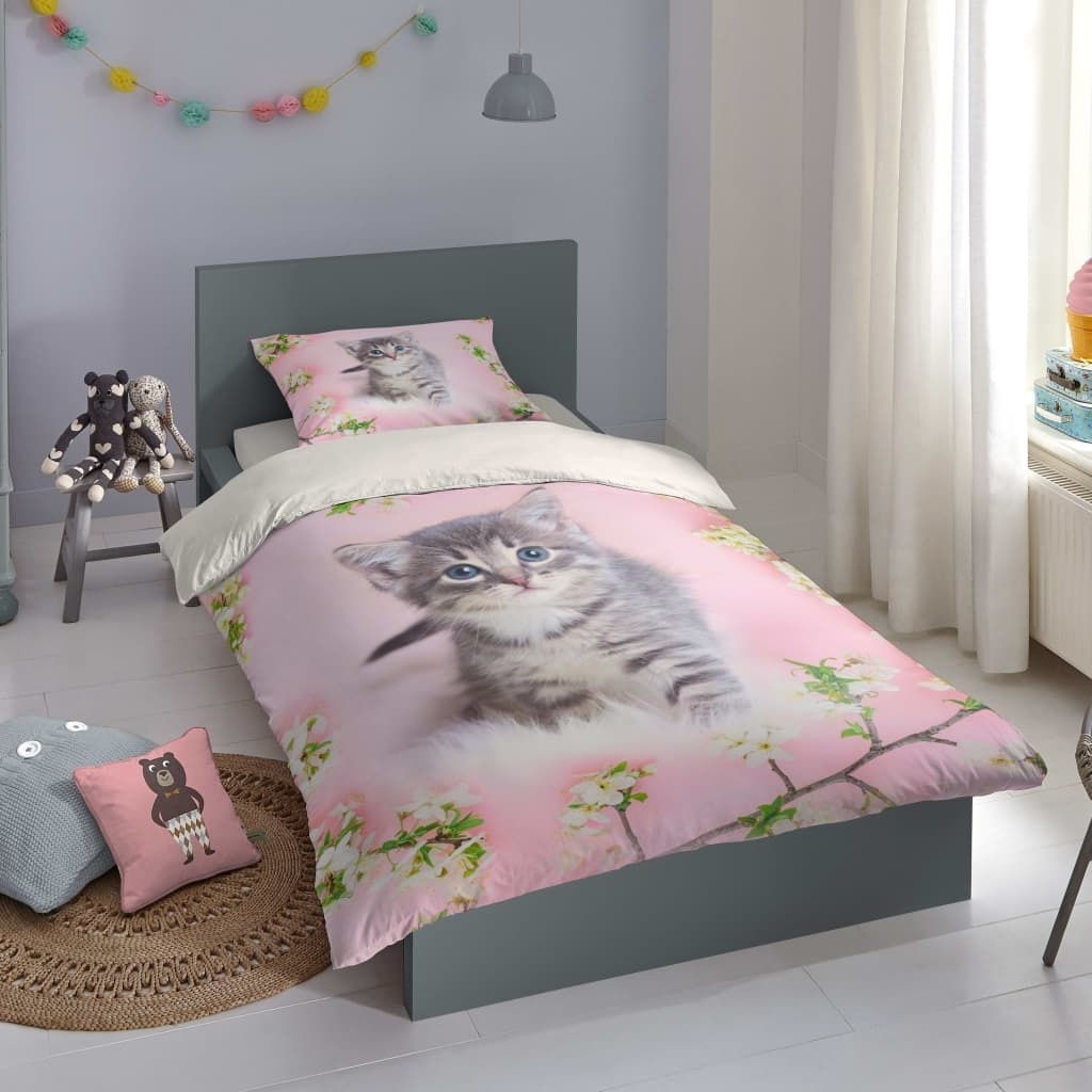 Good Morning dekbedovertrek kitten - katoen - 140x220 + 60x70 cm