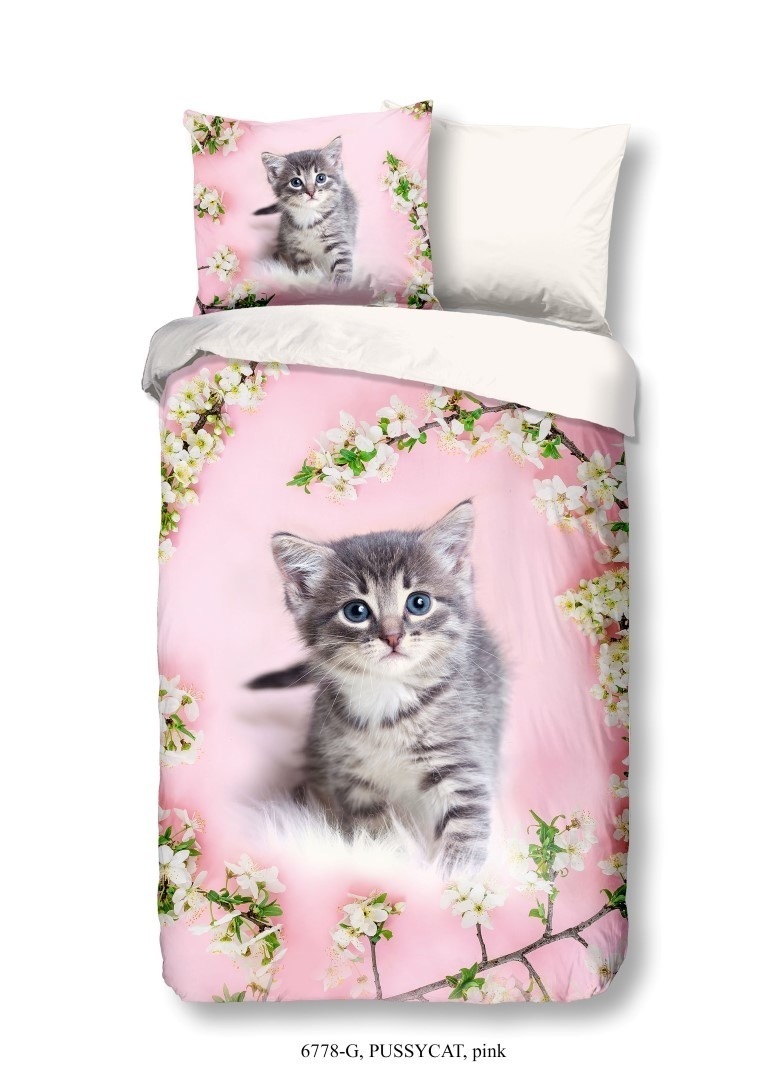 Good Morning dekbedovertrek kitten - katoen - 140x220 + 60x70 cm