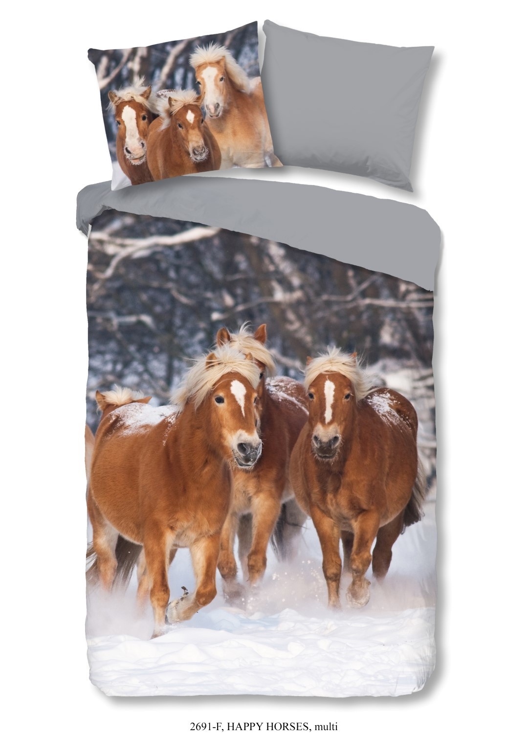 Flanel dekbedovertrek pony's - 140x220 + 60x70 cm