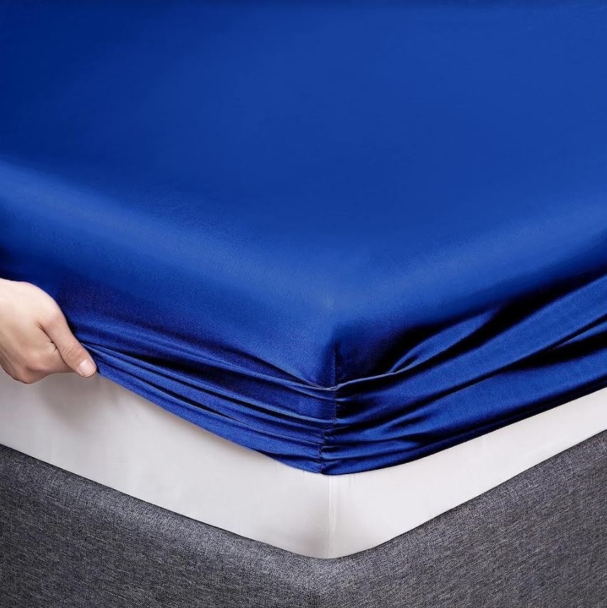 Decoware Glans satijn hoeslaken - Blauw