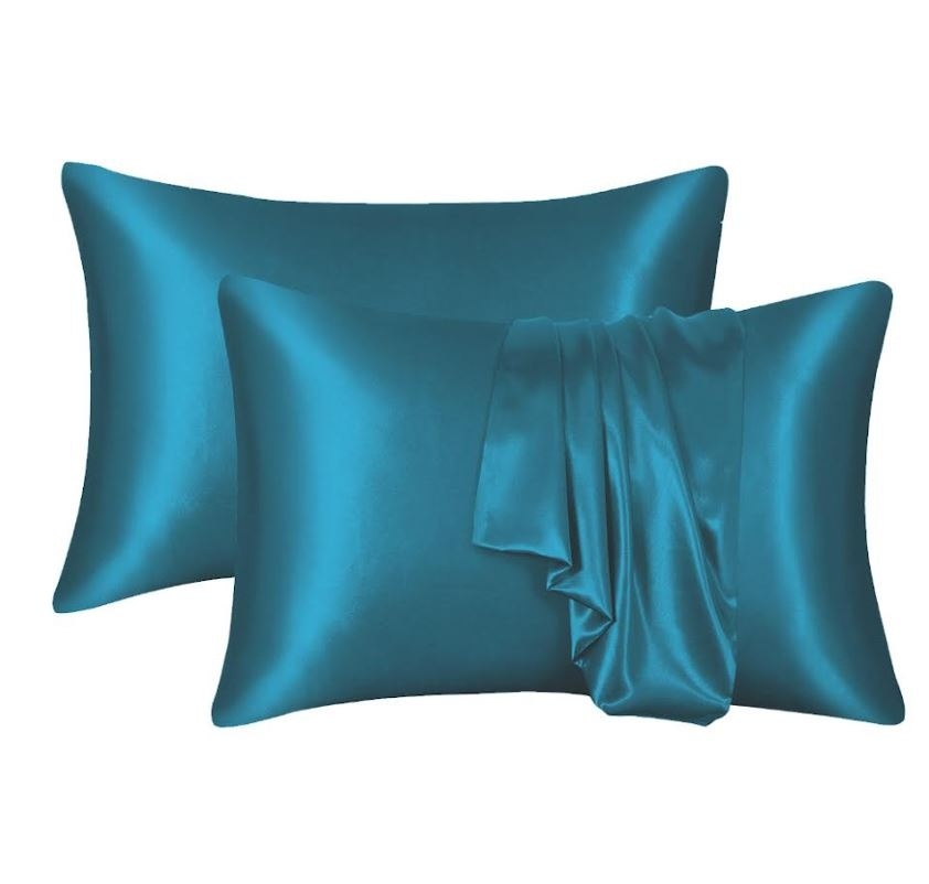 Decoware glans satijnen kussenslopen (2st) - 60x70 cm - petrol