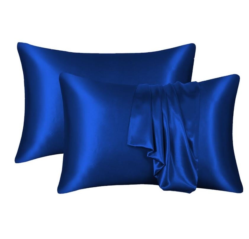 Decoware glans satijnen kussenslopen (2st) - 60x70 cm - blauw