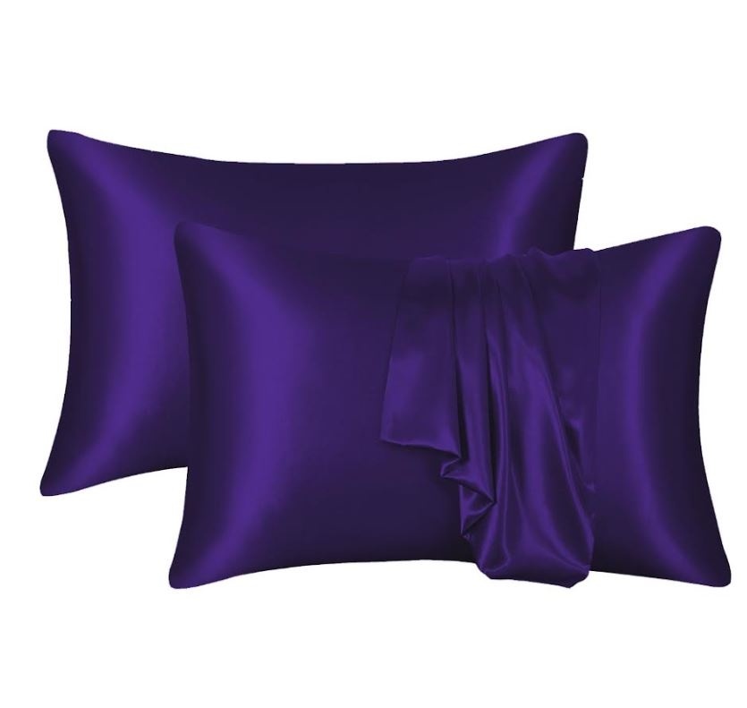 Decoware glans satijnen kussenslopen (2st) - 60x70 cm - paars