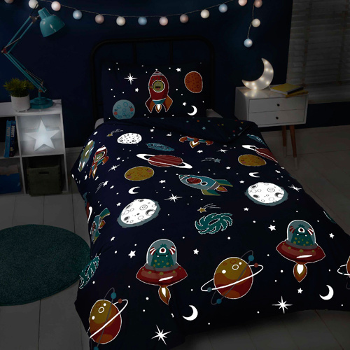 Dekbedovertrek Space glow in the dark - blended katoen