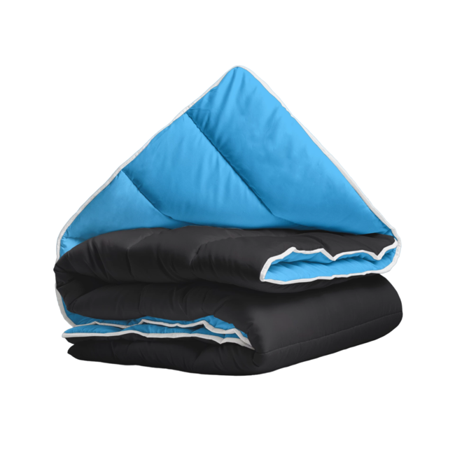 All in one lazy dekbed - Dekbed en overtrek in 1 - Zwart/Blauw