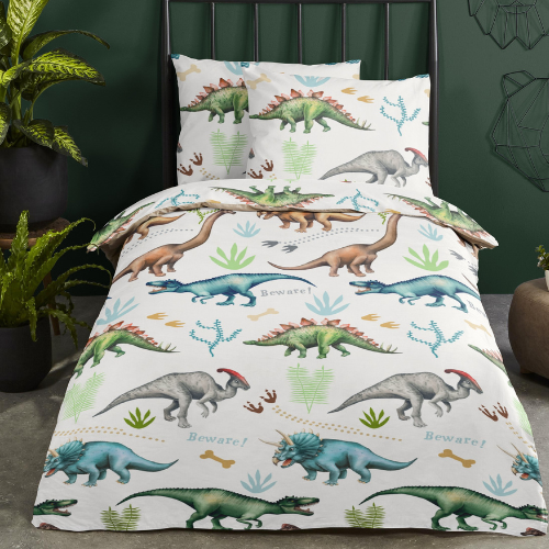 Dekbedovertrek Dino - katoen - 140x220 + 60x70 cm