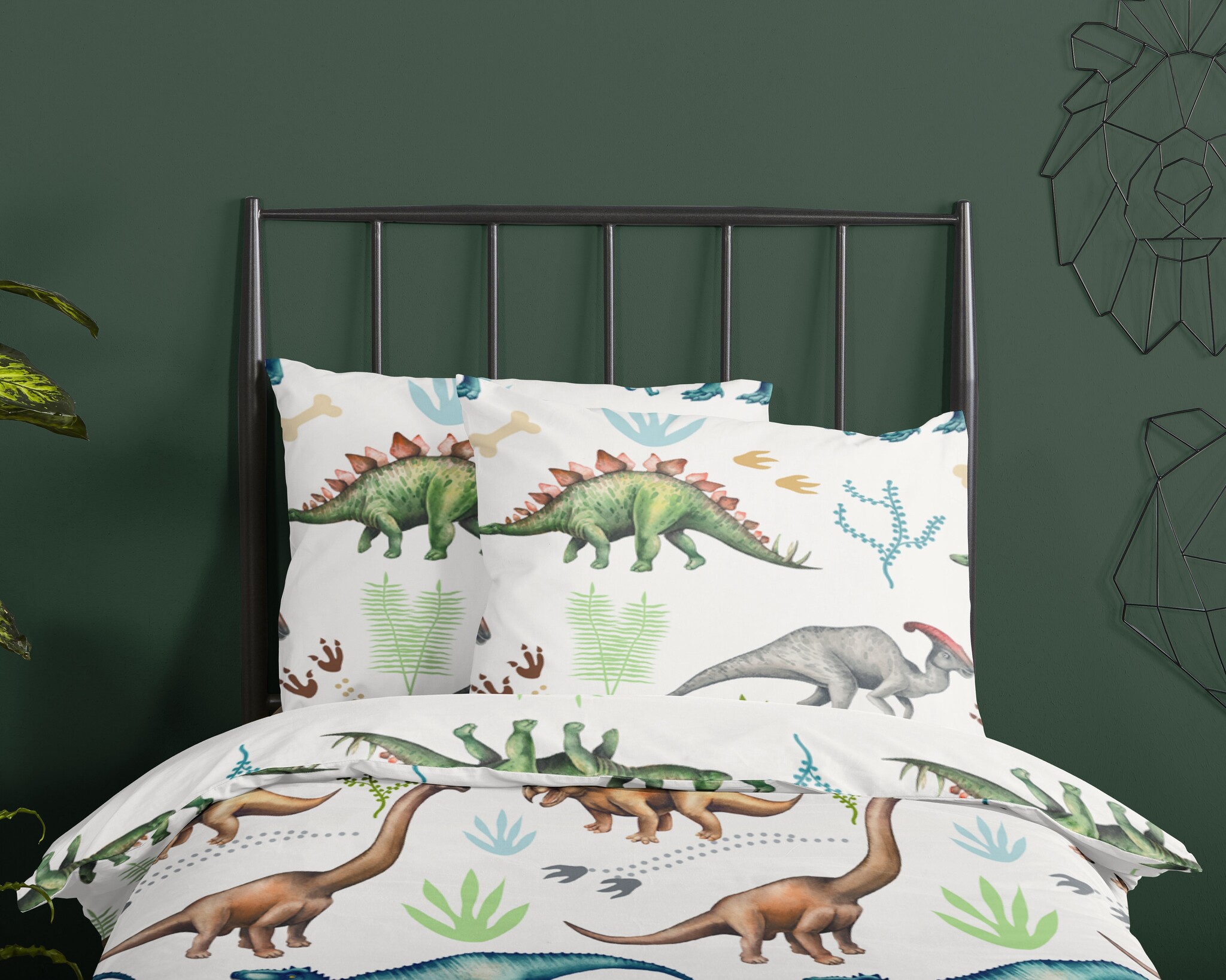 Dekbedovertrek Dino - katoen - 140x220 + 60x70 cm