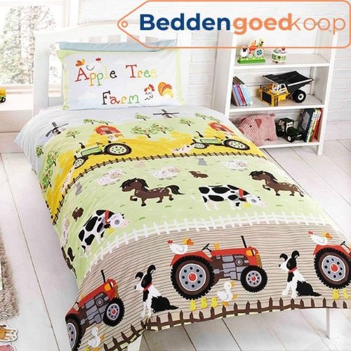 Kinderdekbedovertrek Boerderij - blended katoen - 135x200 + 50x75 cm