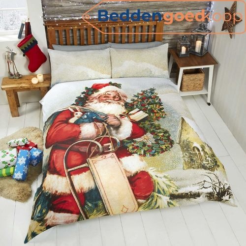 Dekbedovertrek Christmas Santa Claus - blended katoen - 200x200 + 2st. 50x75 cm