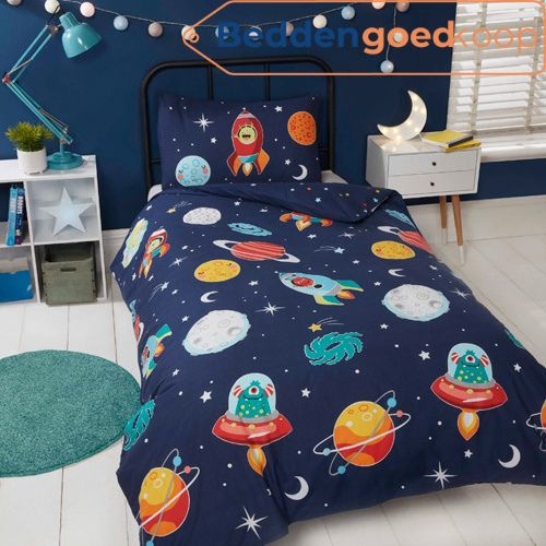 Dekbedovertrek Space glow in the dark - blended katoen