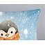 Kinderdekbedovertrek 140x220 – Good Morning Pingi – Pinguïn met Sjaal – Flanel – 100% Katoen – Met Instopstrook