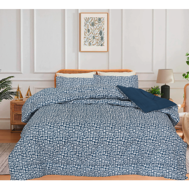 Dekbed zonder overtrek - inclusief kussensloop - Pebbles blauw- Microvezel - 300gsm