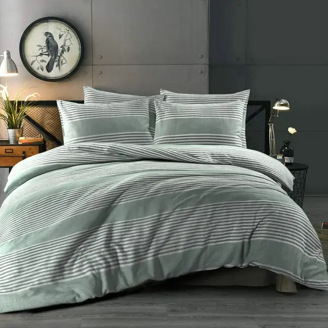 Day Dream Dekbedovertrek Katoen 200x220 – Groen met Strepen – Modern & Ademend – 2-persoons