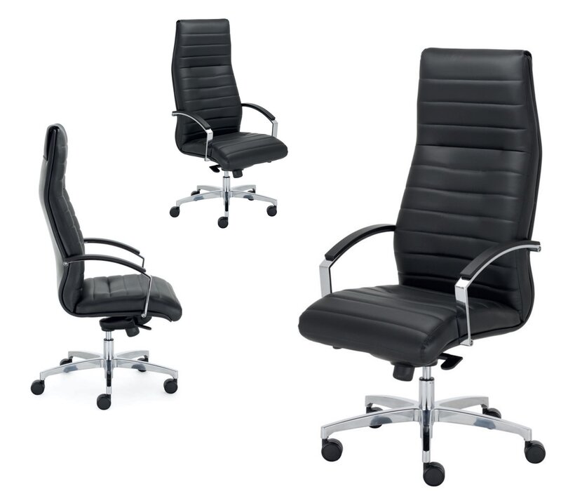 Director bureaustoel zwart leder