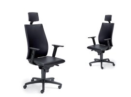 Director 1860 bureaustoel zwart leder