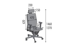 Director 1860 bureaustoel zwart leder