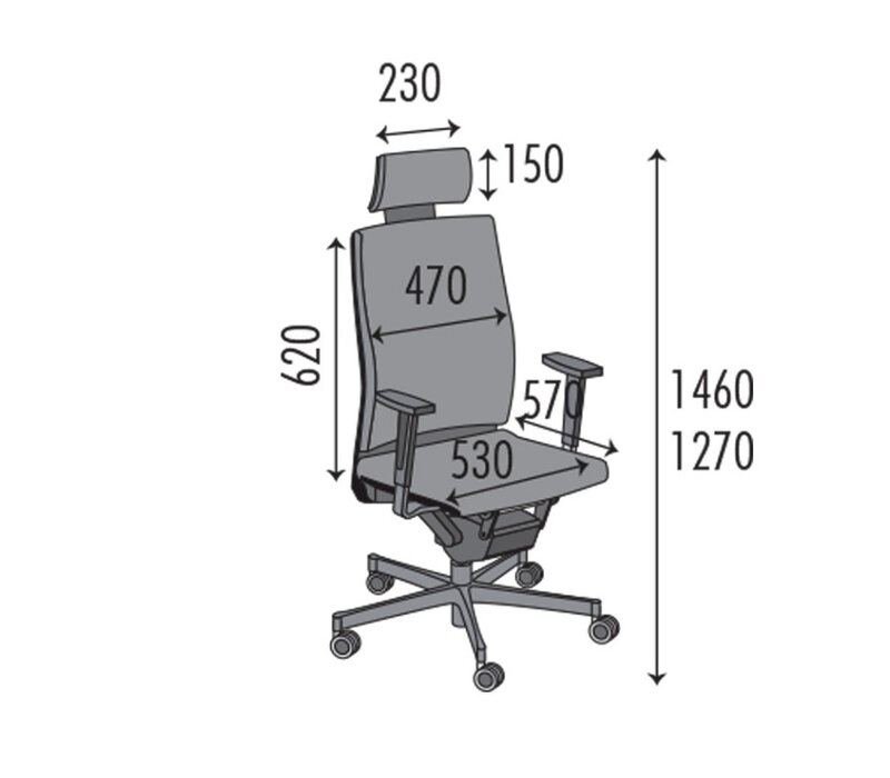 Director 1860 bureaustoel zwart leder