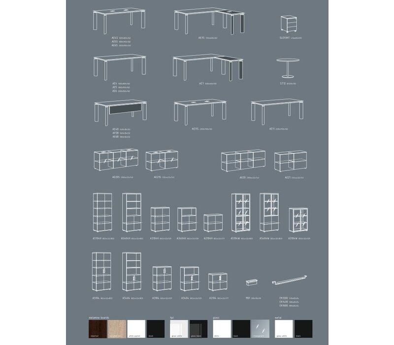 Mdd Crystal directiebureau in melamine(hout) Crystal directiebureau in melamine(hout)