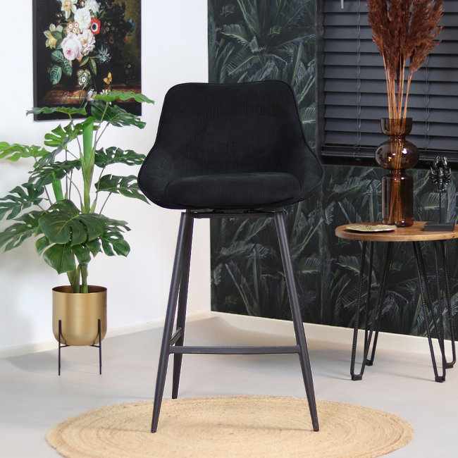 Barhocker Cord Lola 180 Grad drehbar schwarz 70 cm | MOBOLS - Mobols