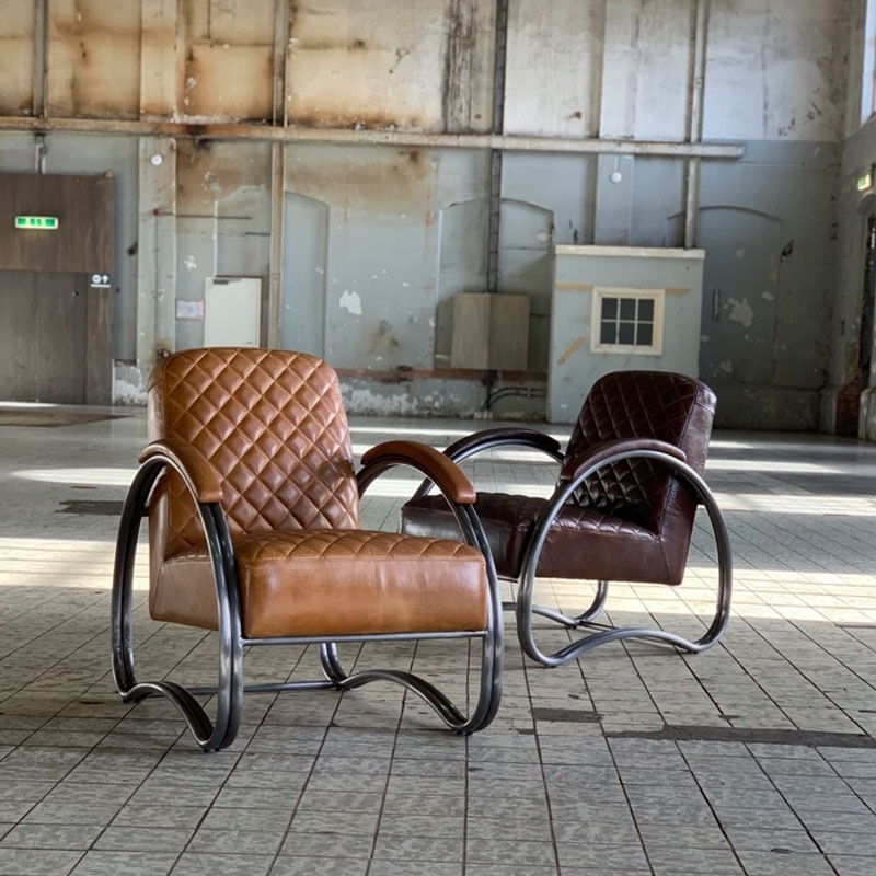 Sessel Rodrigo Industrial Design Echtleder braun | MOBOLS - Mobols