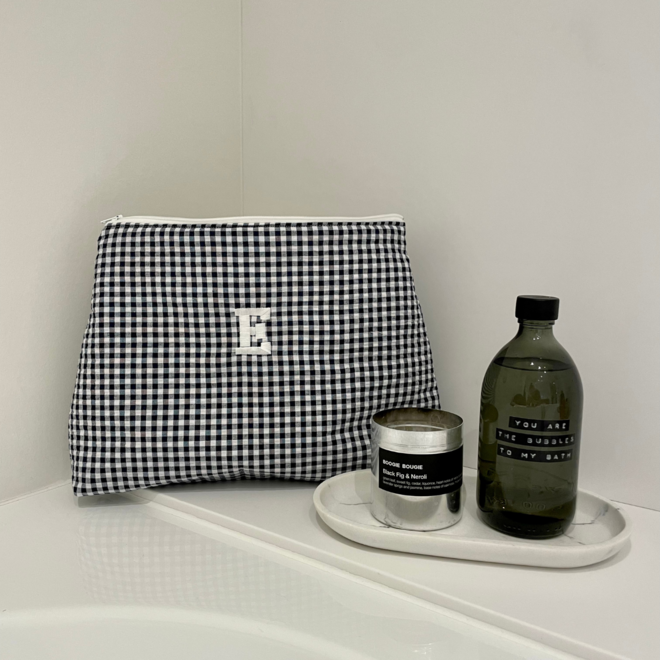 Toiletry bag - Navy gingham